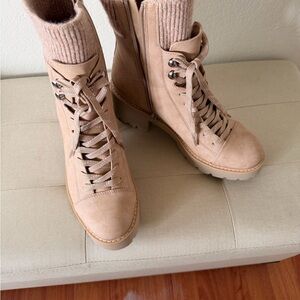 Dolce Vita Beige Lace-Up Boots